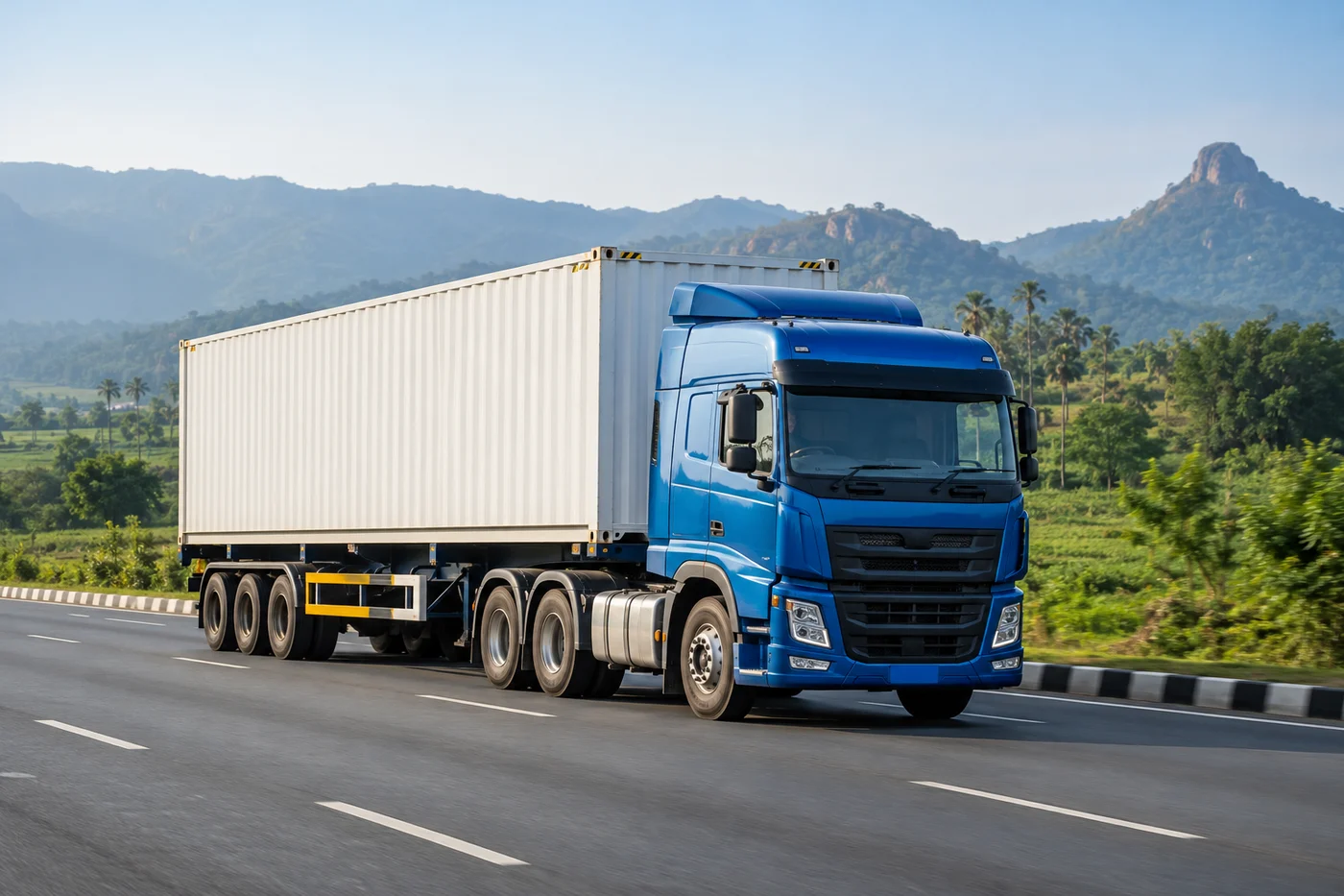 Container truck on a highway